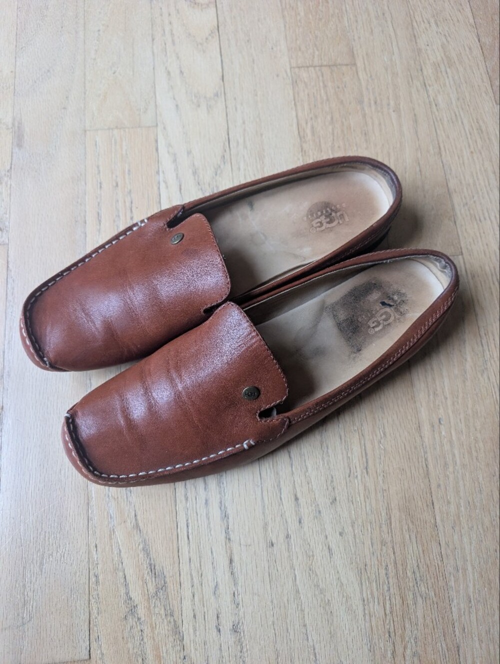 UGG Women's Chestnut Brown Leather Slip-On Loafers